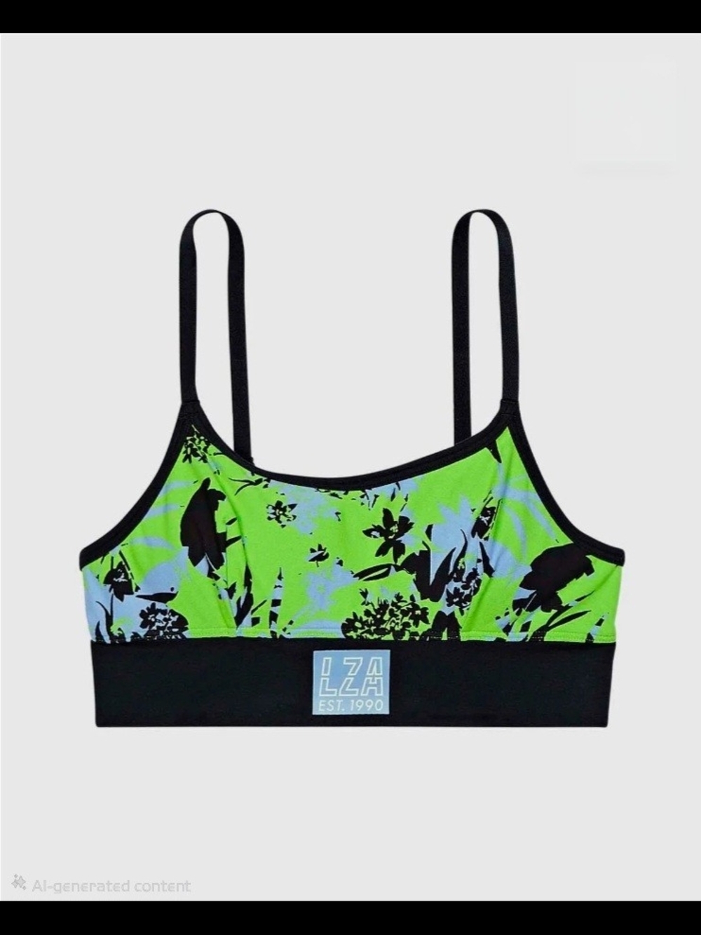 La SENZA Green Floral Scoop Bralette Cotton NWOT